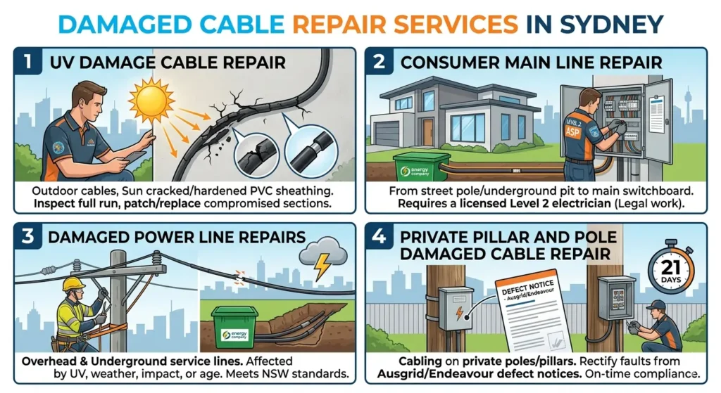 damaged cable repair types